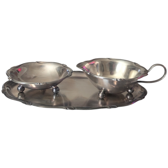 VTG Art Deco 3 Piece WMF Silver Plated* Creamer, Sugar & Under Plate Germany - Picture 1 of 10